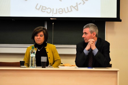 Dr. Mária Huttová, Head of the Department of British and American Studies, and Prof. Jaroslav Šušol, Dean of the Faculty of Arts